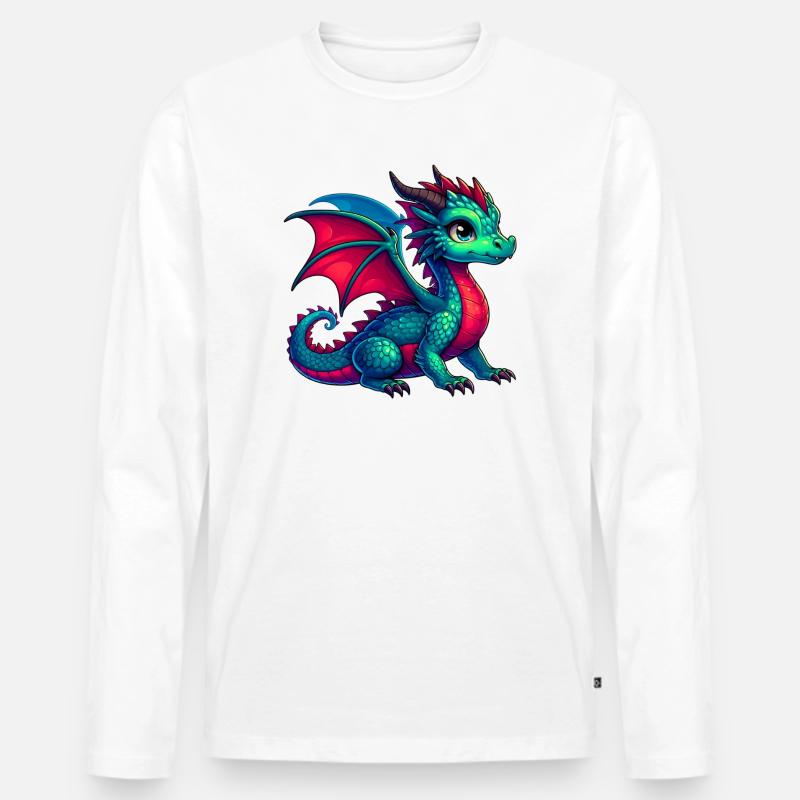 Drache - Männer Premium Bio Langarmshirt - Weiß