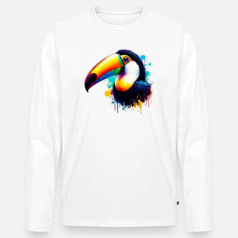Tukan - Männer Premium Bio Langarmshirt - Weiß