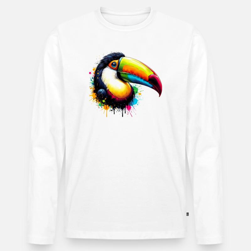 Tukan - Männer Premium Bio Langarmshirt - Weiß