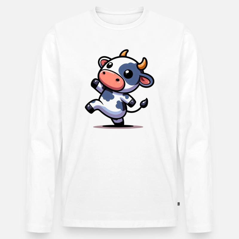Kuh - Männer Premium Bio Langarmshirt - Weiß