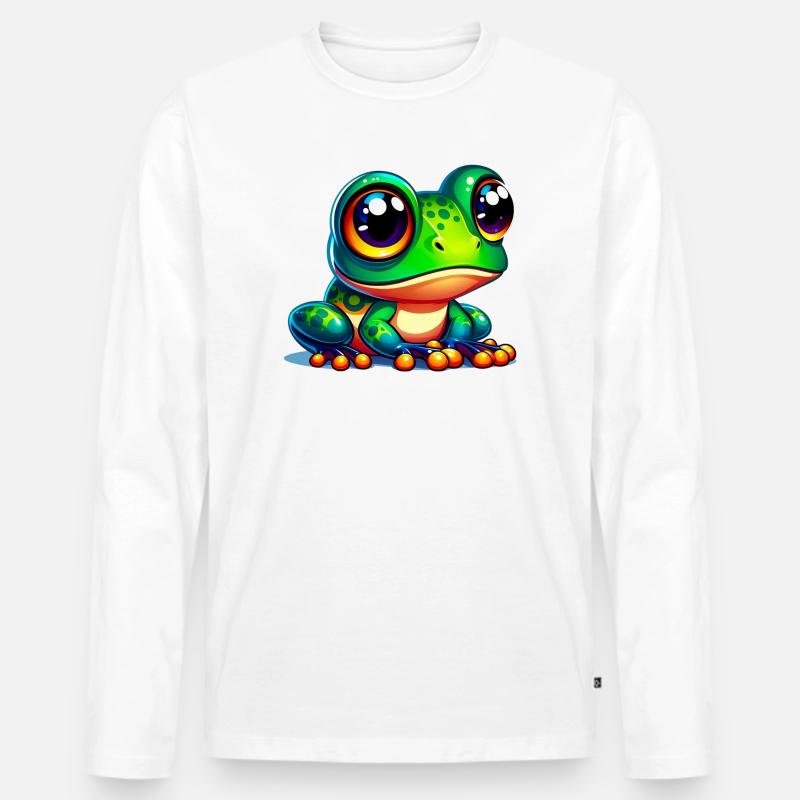 Frosch - Männer Premium Bio Langarmshirt - Weiß