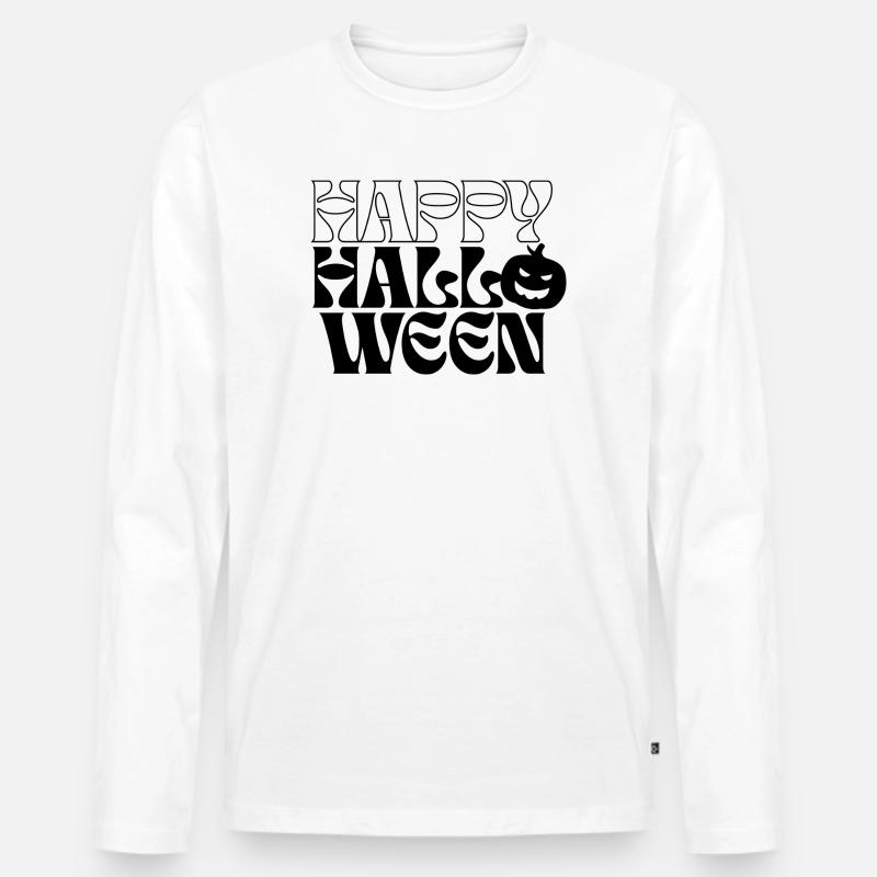 Fröhliche Halloween-Illustration - Männer Premium Bio Langarmshirt - Weiß
