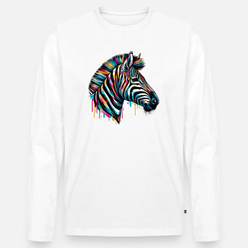 Zebra - Männer Premium Bio Langarmshirt - Weiß