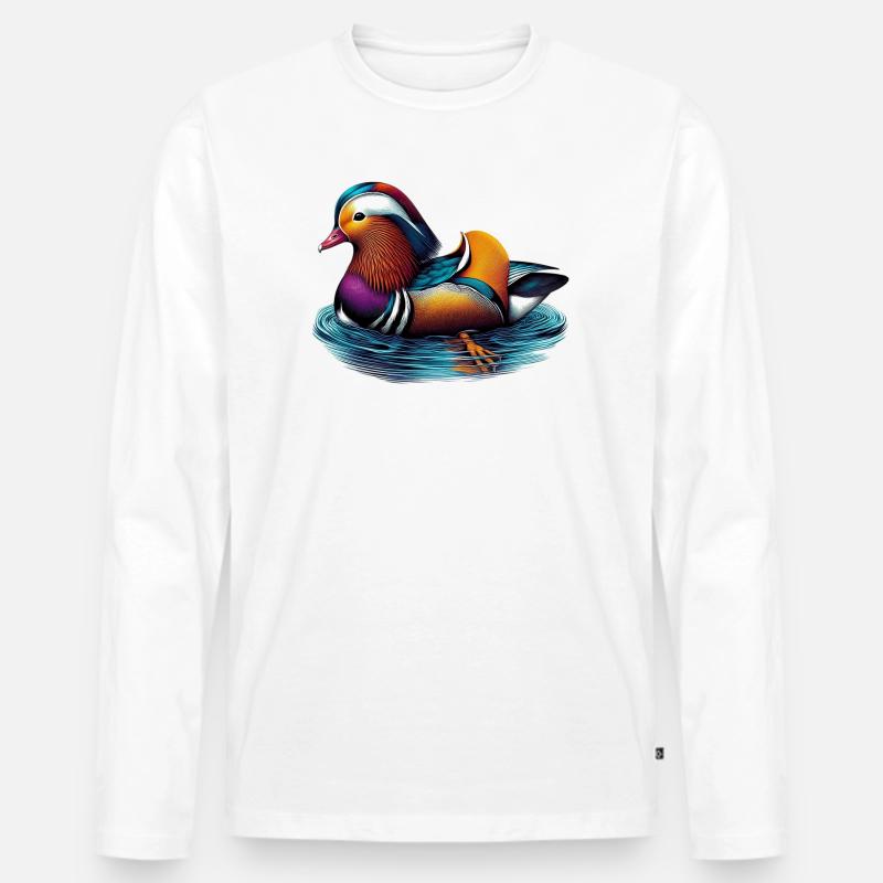Mandarinente - Männer Premium Bio Langarmshirt - Weiß