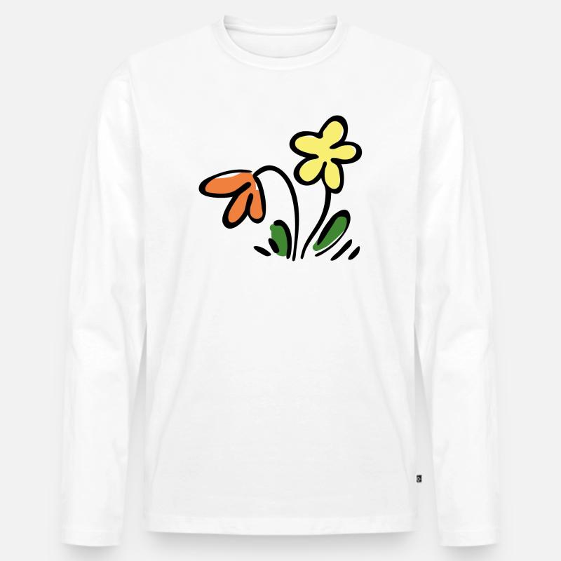 Blumen - Männer Premium Bio Langarmshirt - Weiß