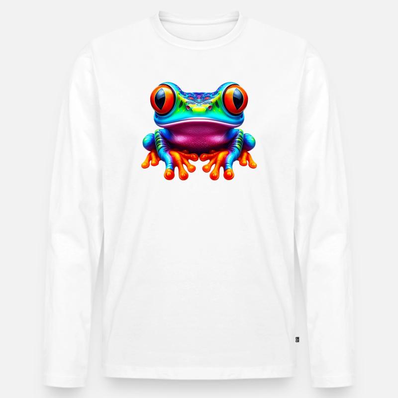 Frosch - Männer Premium Bio Langarmshirt - Weiß