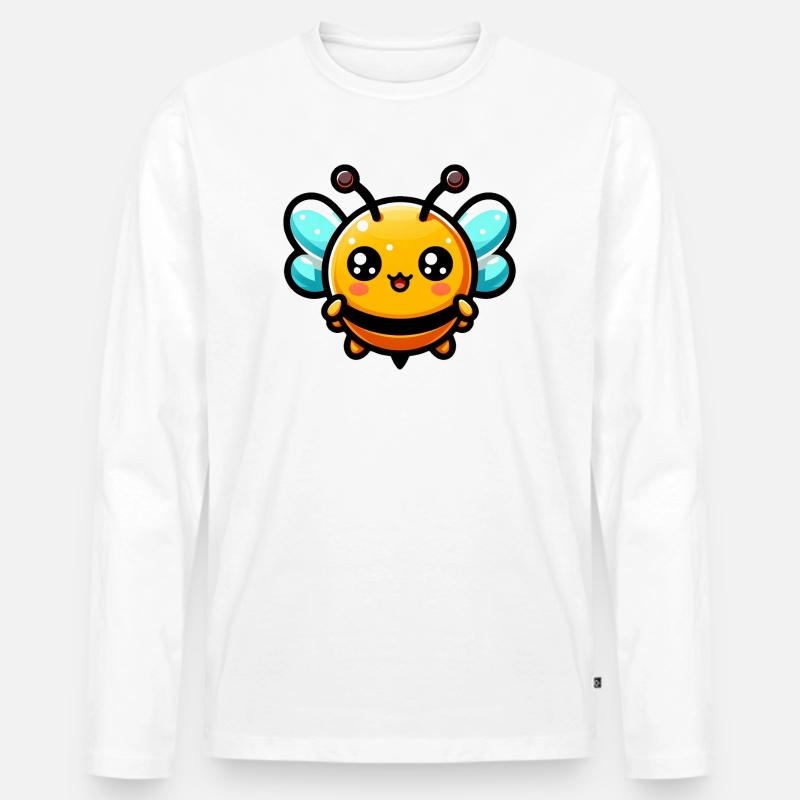 Biene - Männer Premium Bio Langarmshirt - Weiß