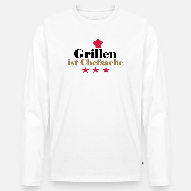 Grillen ist Chefsache - Männer Premium Bio Langarmshirt - Weiß