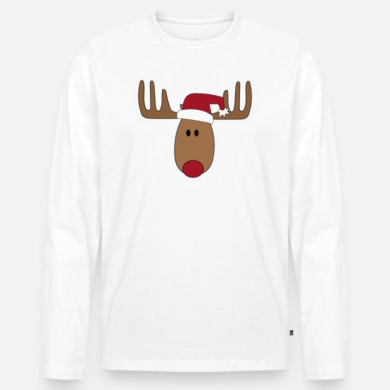 Weihnachten Elch - Männer Premium Bio Langarmshirt - Weiß