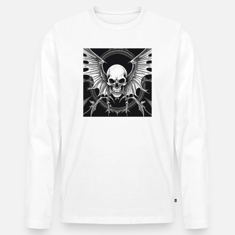 Fledermaus Skull - Männer Premium Bio Langarmshirt - Weiß