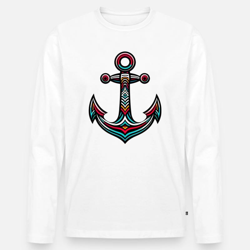 Ein Anker - Männer Premium Bio Langarmshirt - Weiß