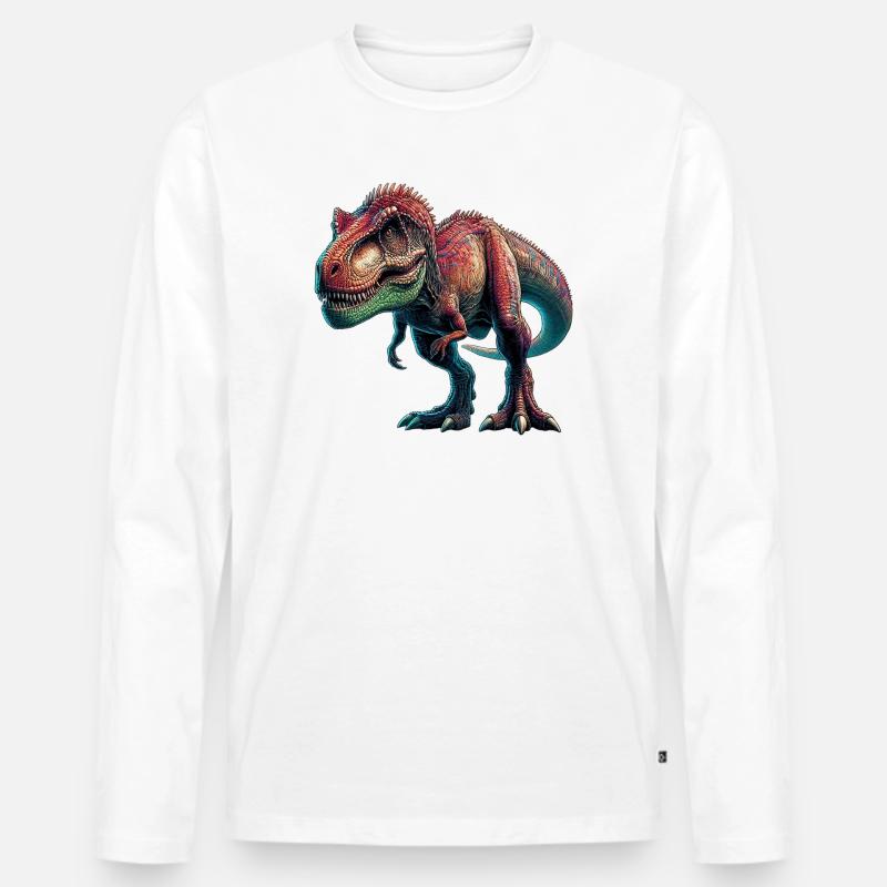 Dinosaurier - Männer Premium Bio Langarmshirt - Weiß