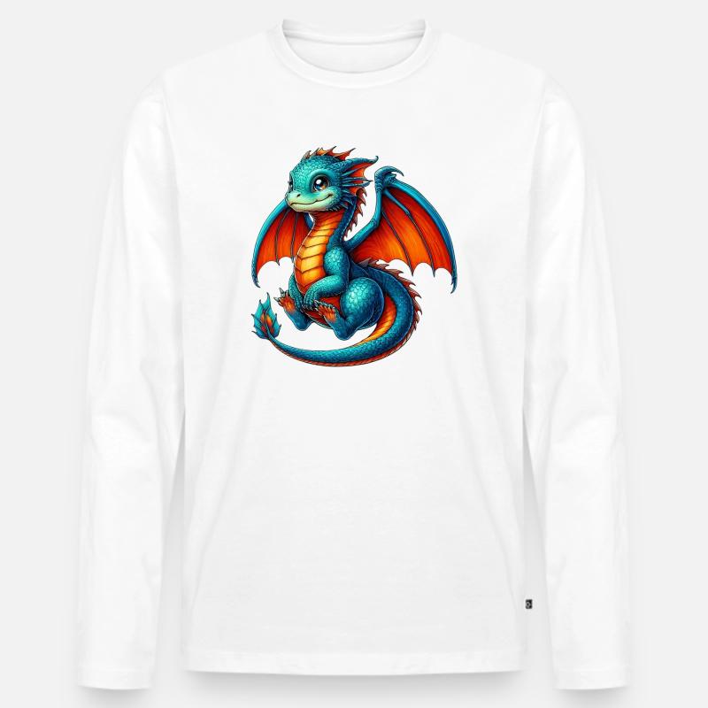 Drache - Männer Premium Bio Langarmshirt - Weiß