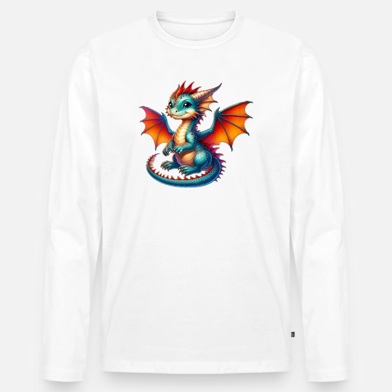 Drache - Männer Premium Bio Langarmshirt - Weiß