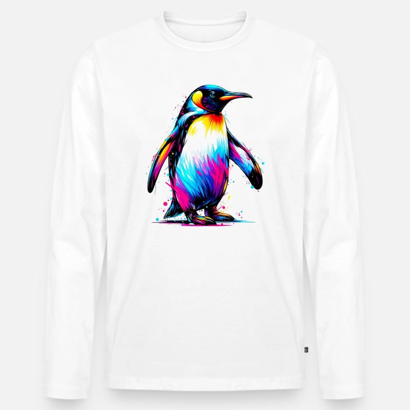 Pinguin - Männer Premium Bio Langarmshirt - Weiß