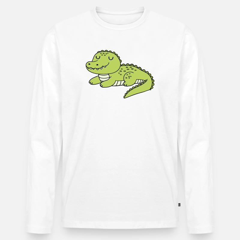 Krokodil - Männer Premium Bio Langarmshirt - Weiß