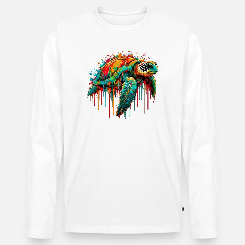 Schildkröte - Männer Premium Bio Langarmshirt - Weiß