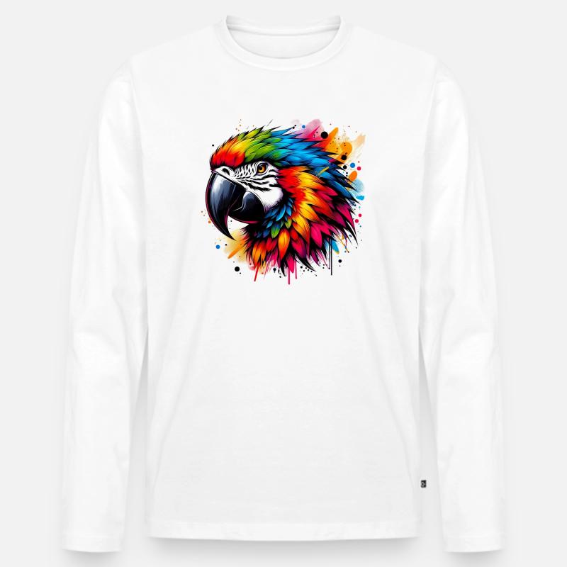 Papagei - Männer Premium Bio Langarmshirt - Weiß