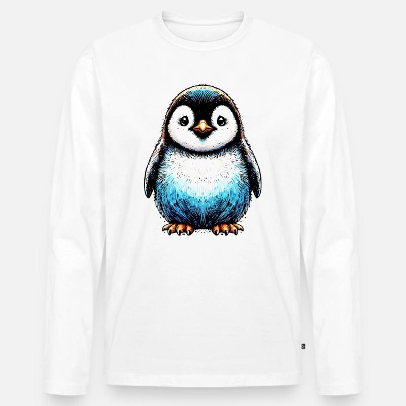 Pinguin - Männer Premium Bio Langarmshirt - Weiß