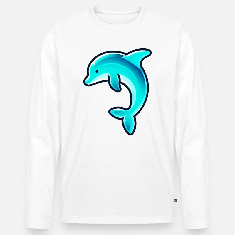 Delfin - Männer Premium Bio Langarmshirt - Weiß