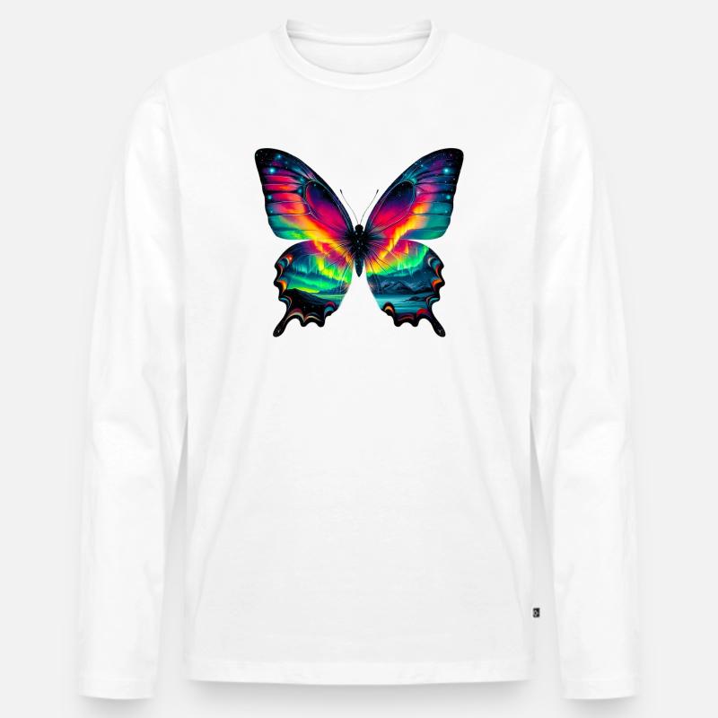 Schmetterling - Männer Premium Bio Langarmshirt - Weiß
