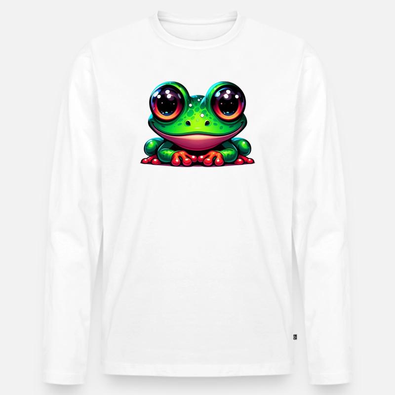 Frosch - Männer Premium Bio Langarmshirt - Weiß