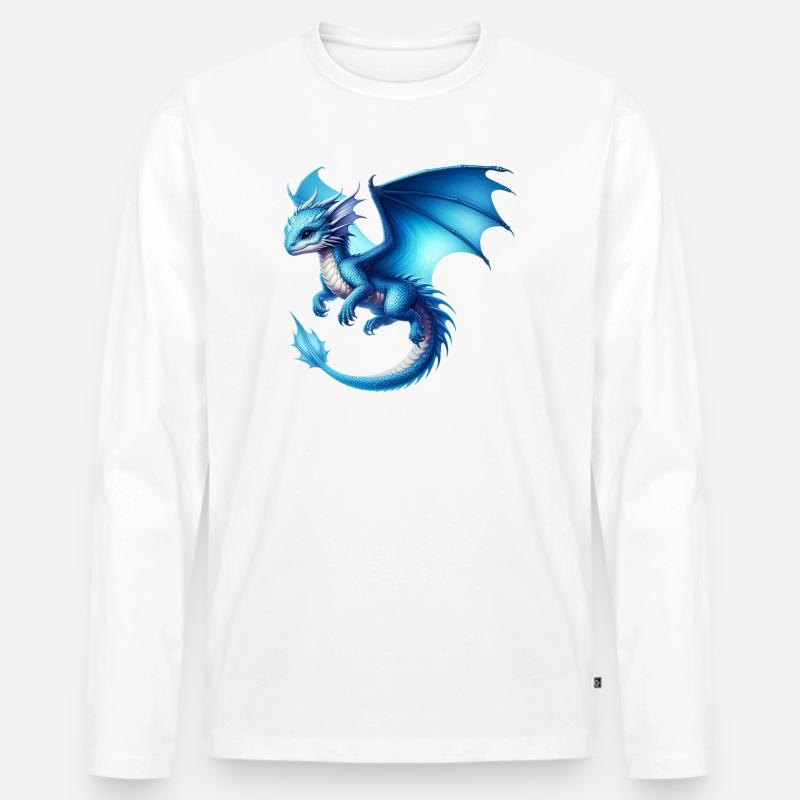 Drache - Männer Premium Bio Langarmshirt - Weiß