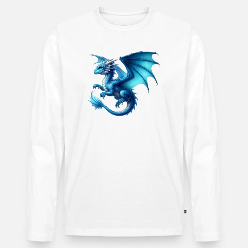 Drache - Männer Premium Bio Langarmshirt - Weiß