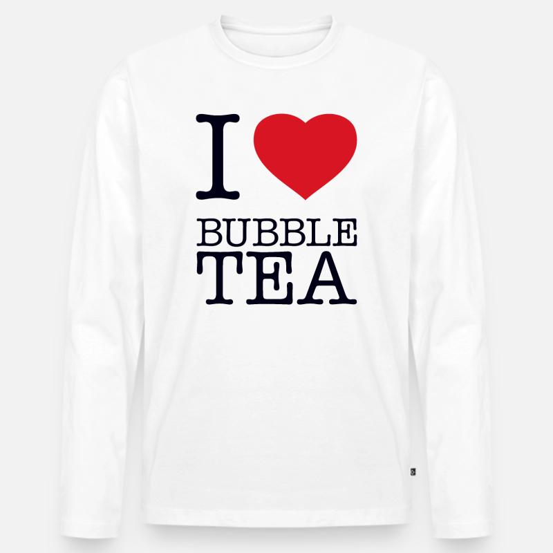 I LOVE BUBBLE TEA - Männer Premium Bio Langarmshirt - Weiß