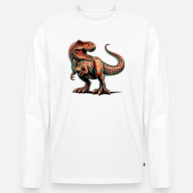Dinosaurier - Männer Premium Bio Langarmshirt - Weiß