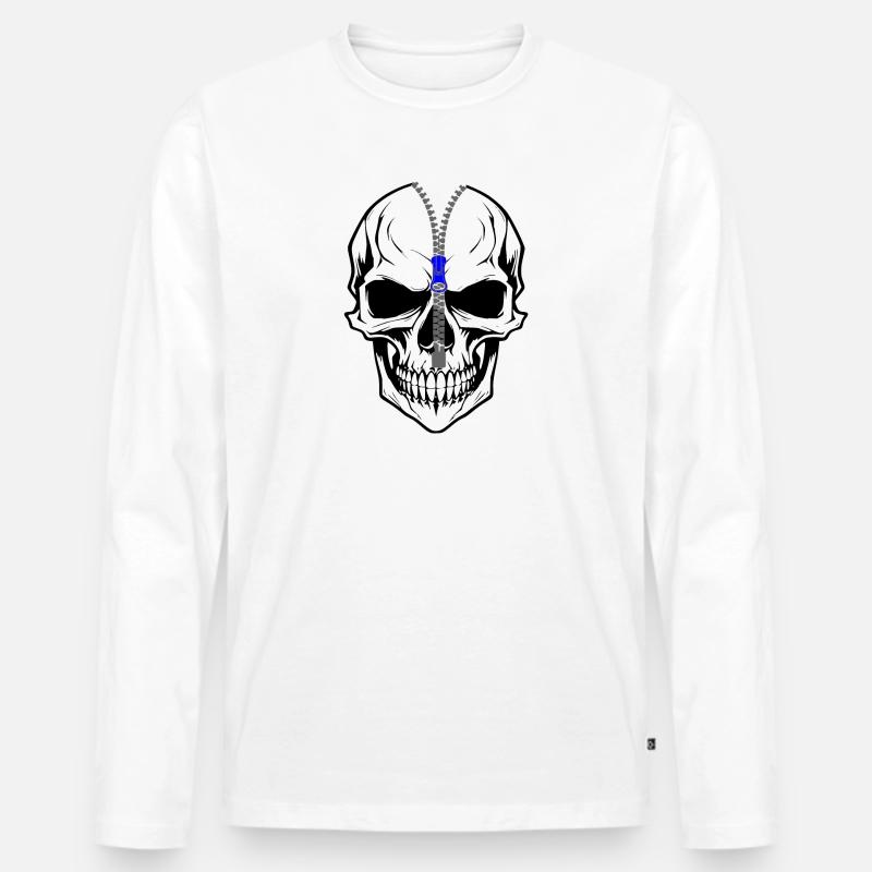 Schädel - Männer Premium Bio Langarmshirt - Weiß
