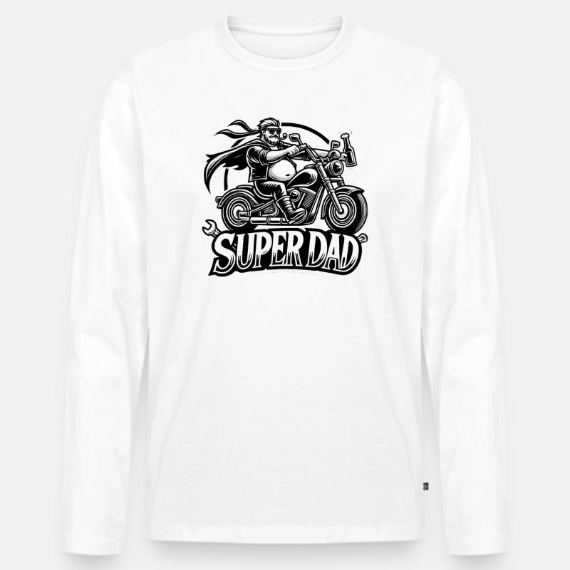 Super Dad Motorradheld - Männer Premium Bio Langarmshirt - Weiß