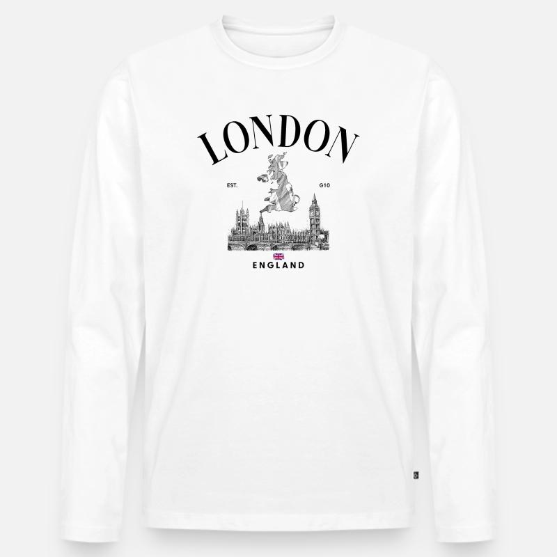 Tiny Union Jack auf Schwarz - Männer Premium Bio Langarmshirt - Weiß