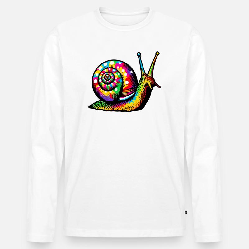 Schnecke - Männer Premium Bio Langarmshirt - Weiß