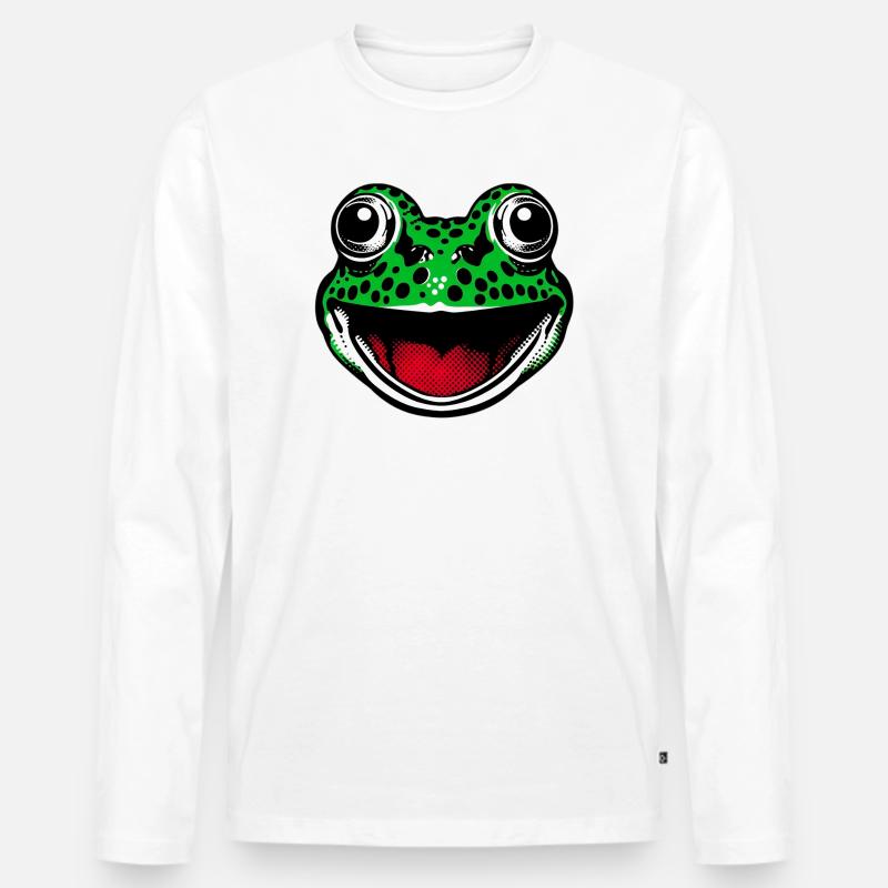 Frosch - Männer Premium Bio Langarmshirt - Weiß