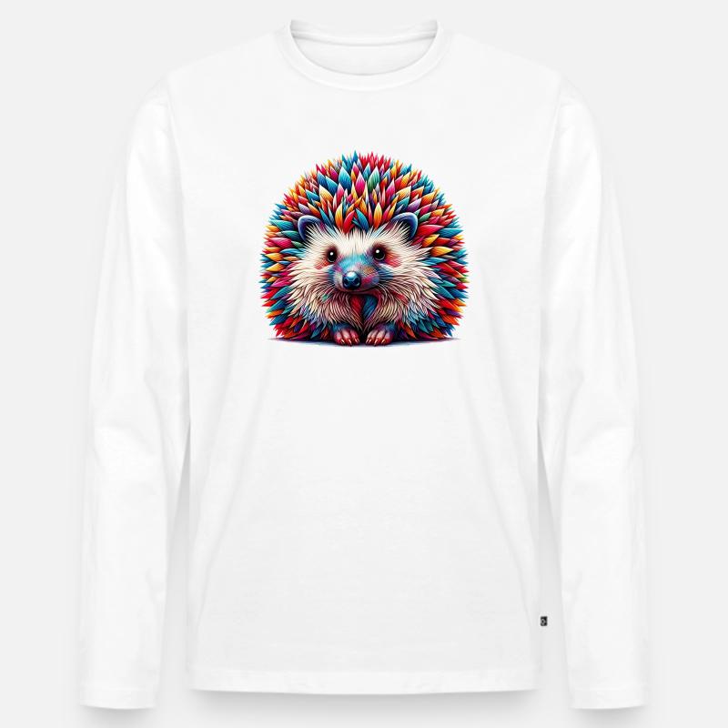 Igel - Männer Premium Bio Langarmshirt - Weiß