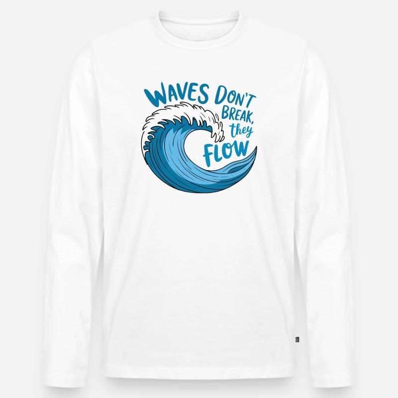 Fließendes Wellendesign - Männer Premium Bio Langarmshirt - Weiß