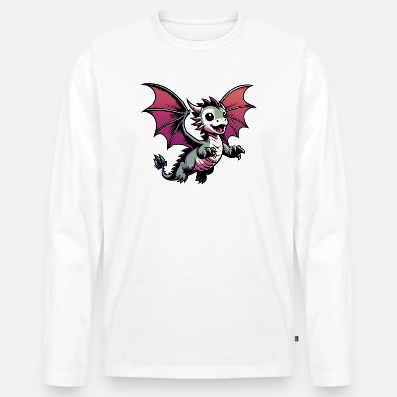Drache - Männer Premium Bio Langarmshirt - Weiß