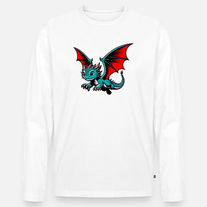 Drache - Männer Premium Bio Langarmshirt - Weiß