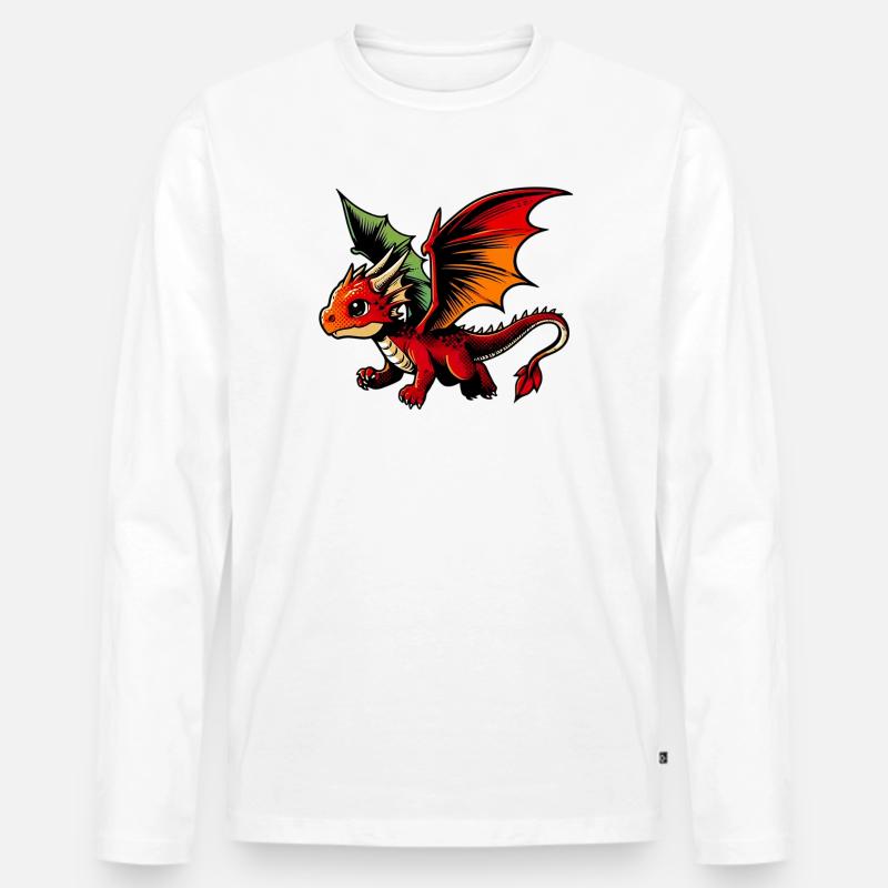 Drache - Männer Premium Bio Langarmshirt - Weiß