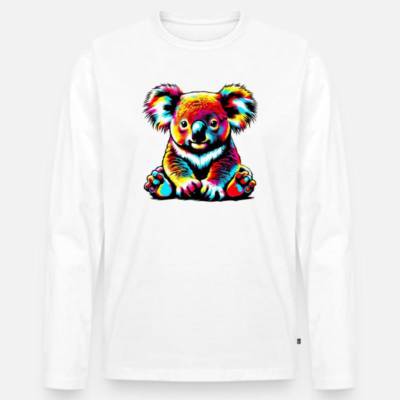 Koala - Männer Premium Bio Langarmshirt - Weiß