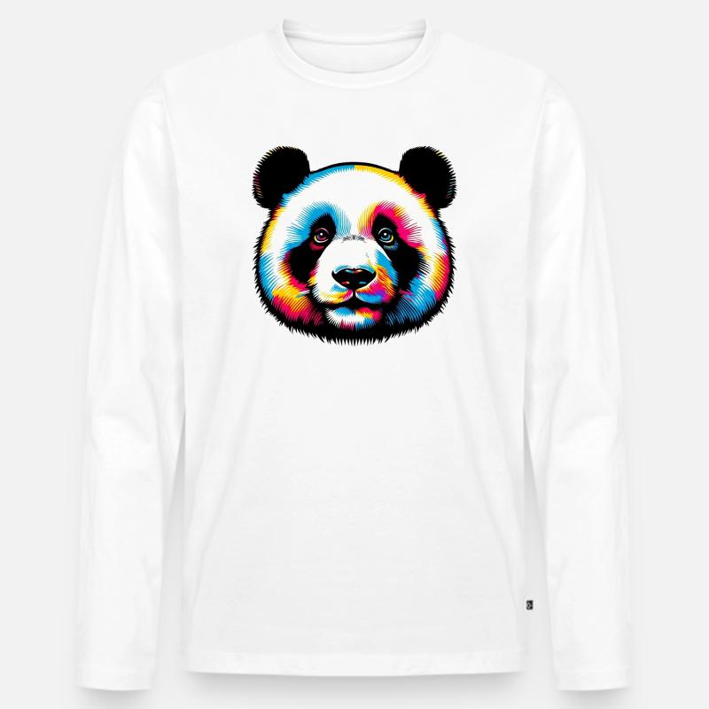 Panda - Männer Premium Bio Langarmshirt - Weiß