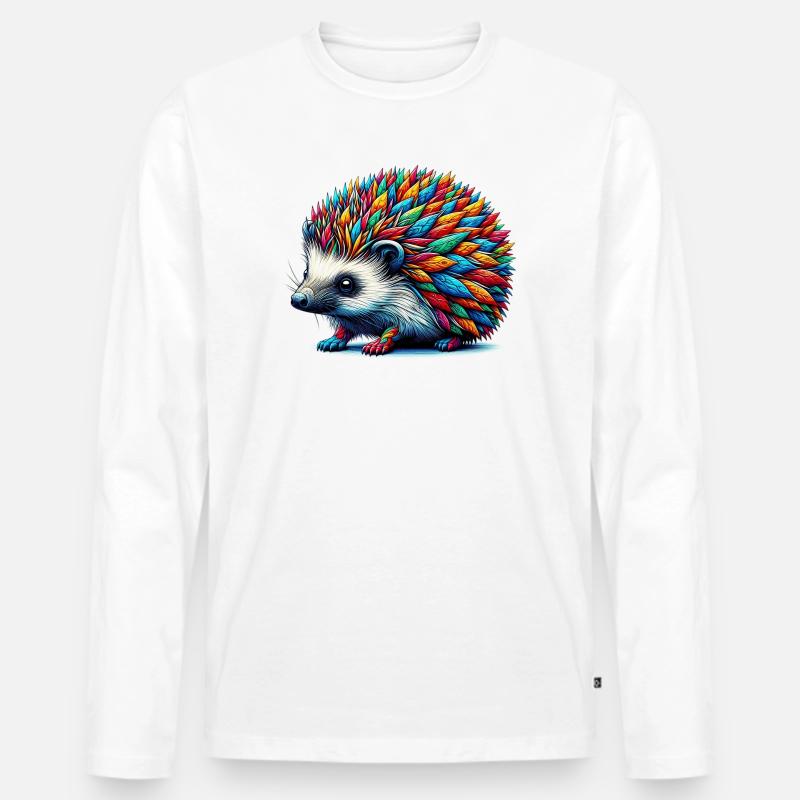 Igel - Männer Premium Bio Langarmshirt - Weiß