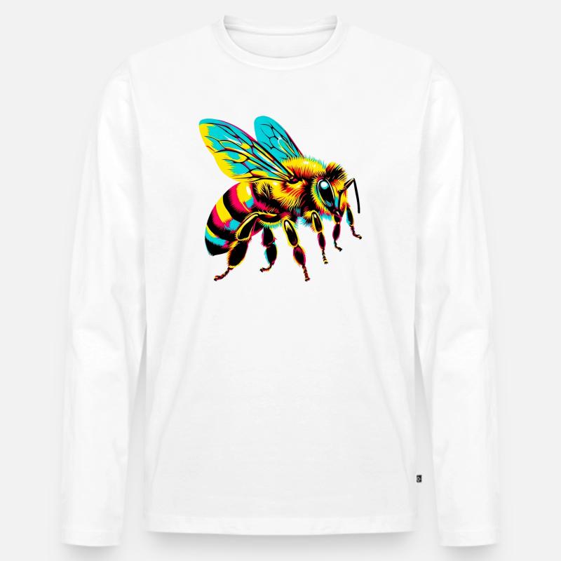 Biene - Männer Premium Bio Langarmshirt - Weiß