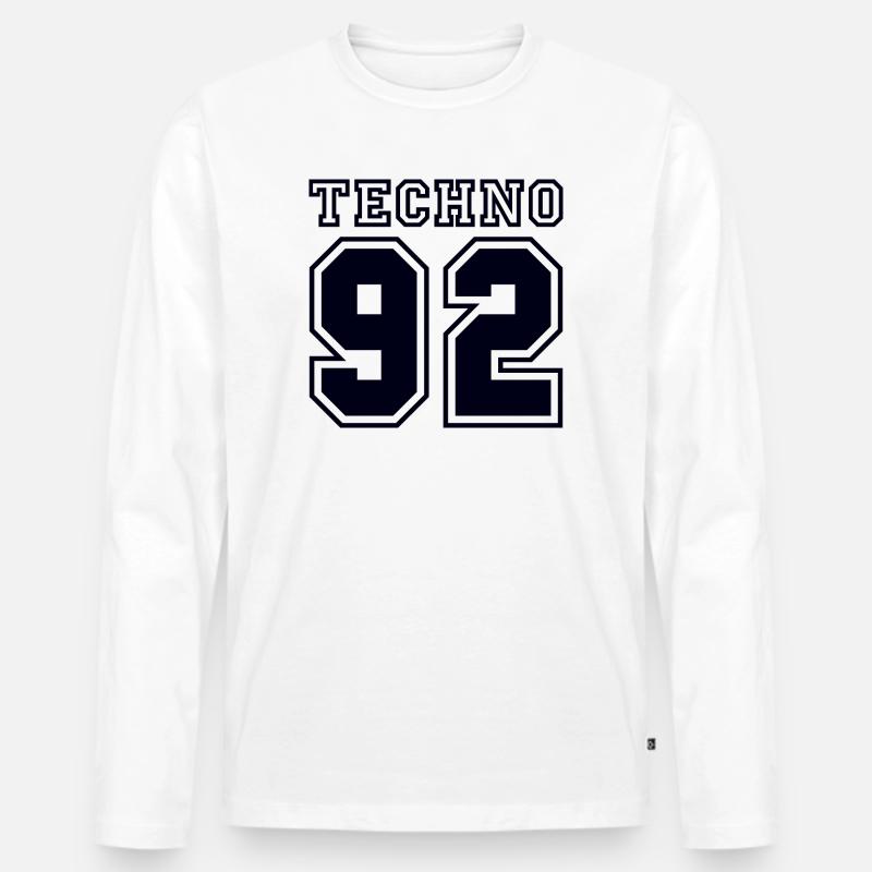 TECHNO 92 - Männer Premium Bio Langarmshirt - Weiß