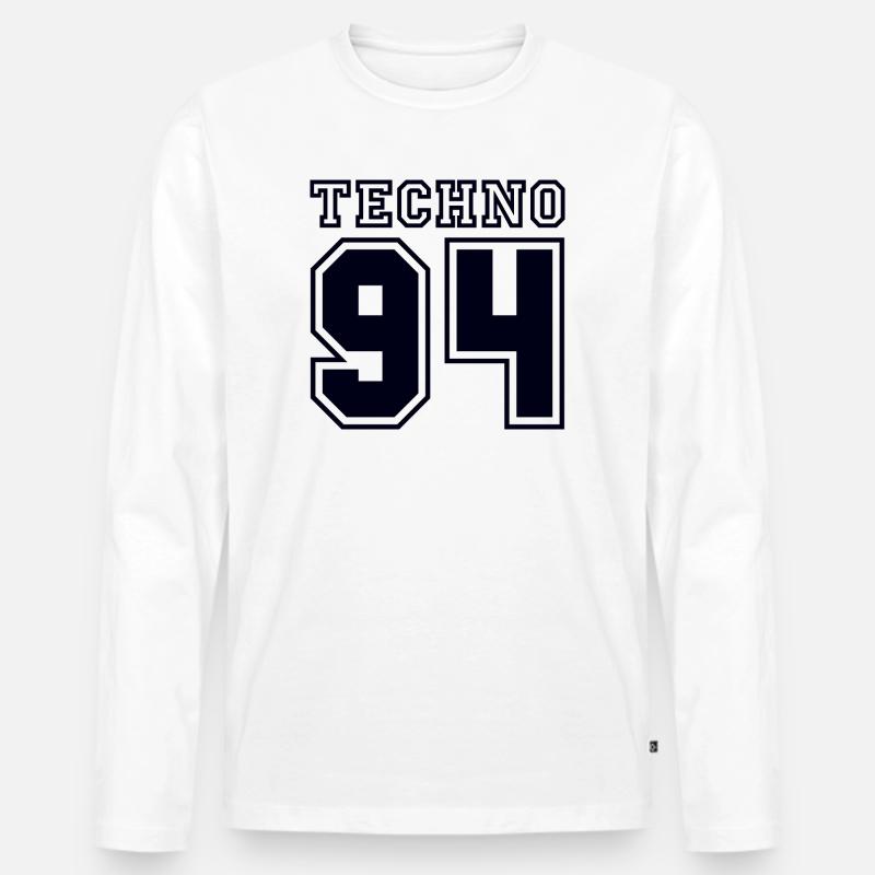 TECHNO 94 - Männer Premium Bio Langarmshirt - Weiß