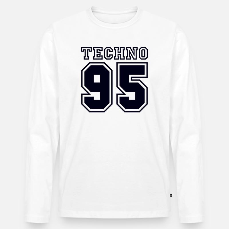 TECHNO 95 - Männer Premium Bio Langarmshirt - Weiß