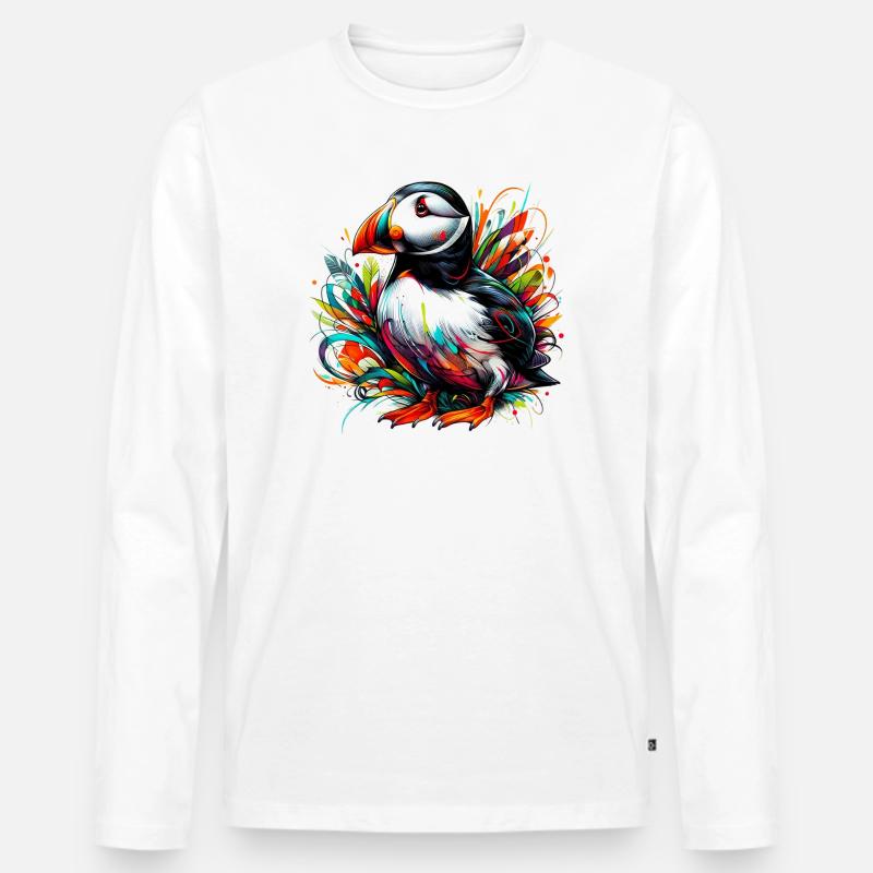 Papageitaucher - Männer Premium Bio Langarmshirt - Weiß