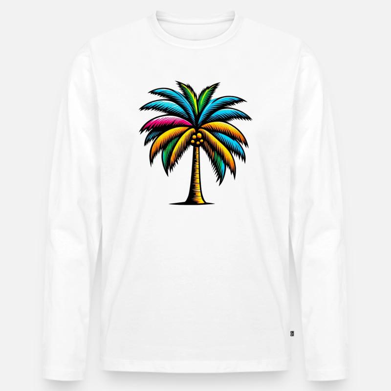 Palme - Männer Premium Bio Langarmshirt - Weiß