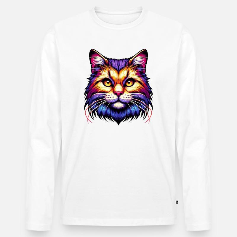 Katze - Männer Premium Bio Langarmshirt - Weiß